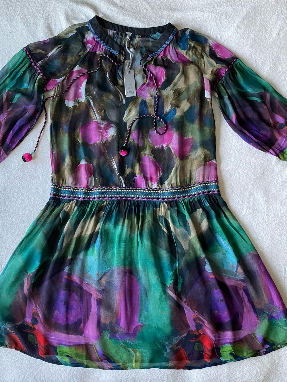 bl^nk- Blank London Karly Multicolor Abstract Floral Sheer Chiffon Dress